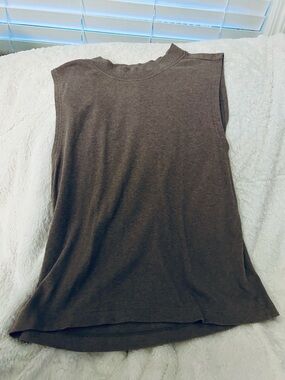 Pact Airplane Mock Neck Shell - Sleeveless Brown Knit Women's Top - Size Large